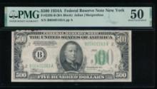 1934A $500 New York FRN PMG 50