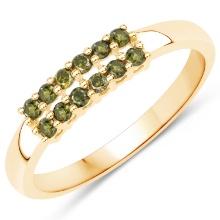 14KT Yellow Gold 0.27ctw Green Diamond Ring