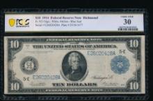 1914 $10 Richmond FRN PCGS 30