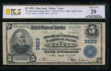 1902 $5 Dallas TX National PCGS 20
