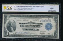 1918 $1 Philadelphia FRBN PCGS 64