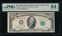 1950D $10 Kansas City FRN PMG 64EPQ