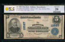 1902 $5 Dedham MA National PCGS 20