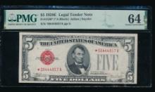 1928E $5 STAR Legal Tender Note PMG 64EPQ