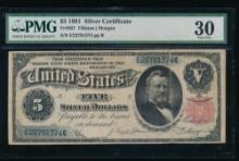 1891 $5 Silver Certificate PMG 30