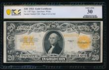 1922 $20 Gold Certificate PCGS 30