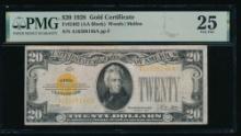 1928 $20 Gold Certificate PMG 25