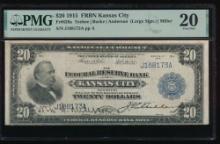 1915 $20 Kansas City FRBN PMG 20