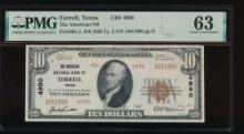 1929 $10 Terrell TX National PMG 63