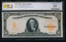 1907 $10 Gold Certificate PCGS 63