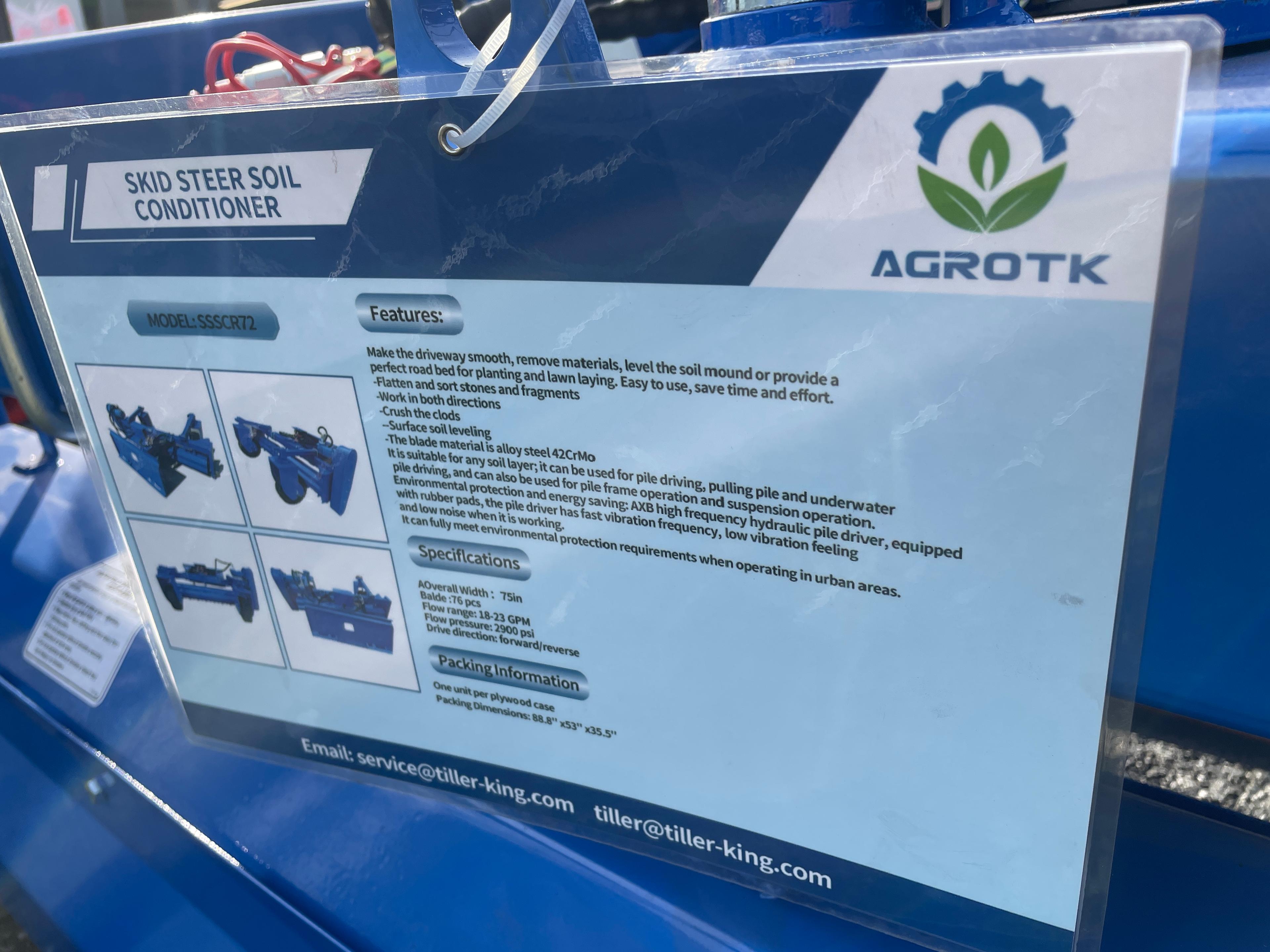 New AGT SSSCR72 Quick Attach Soil Conditioner