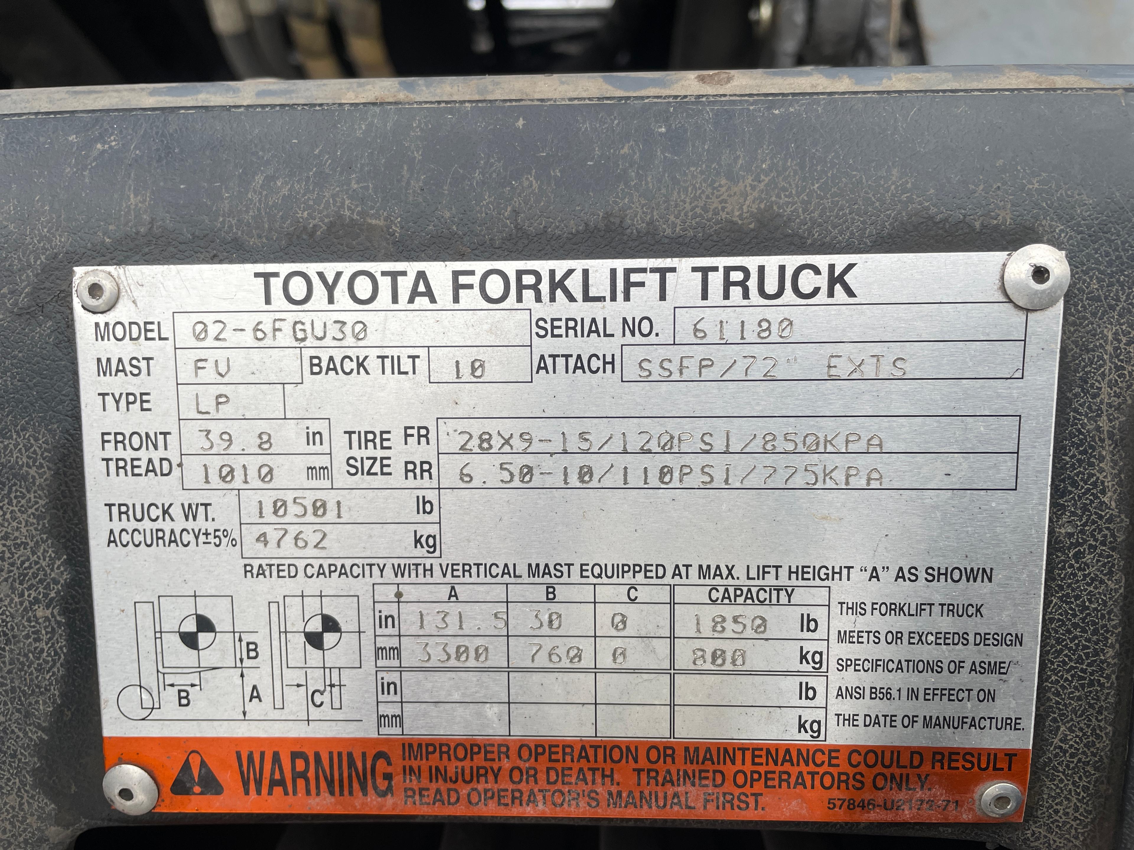 Toyota 6,000 IB LP Forklift
