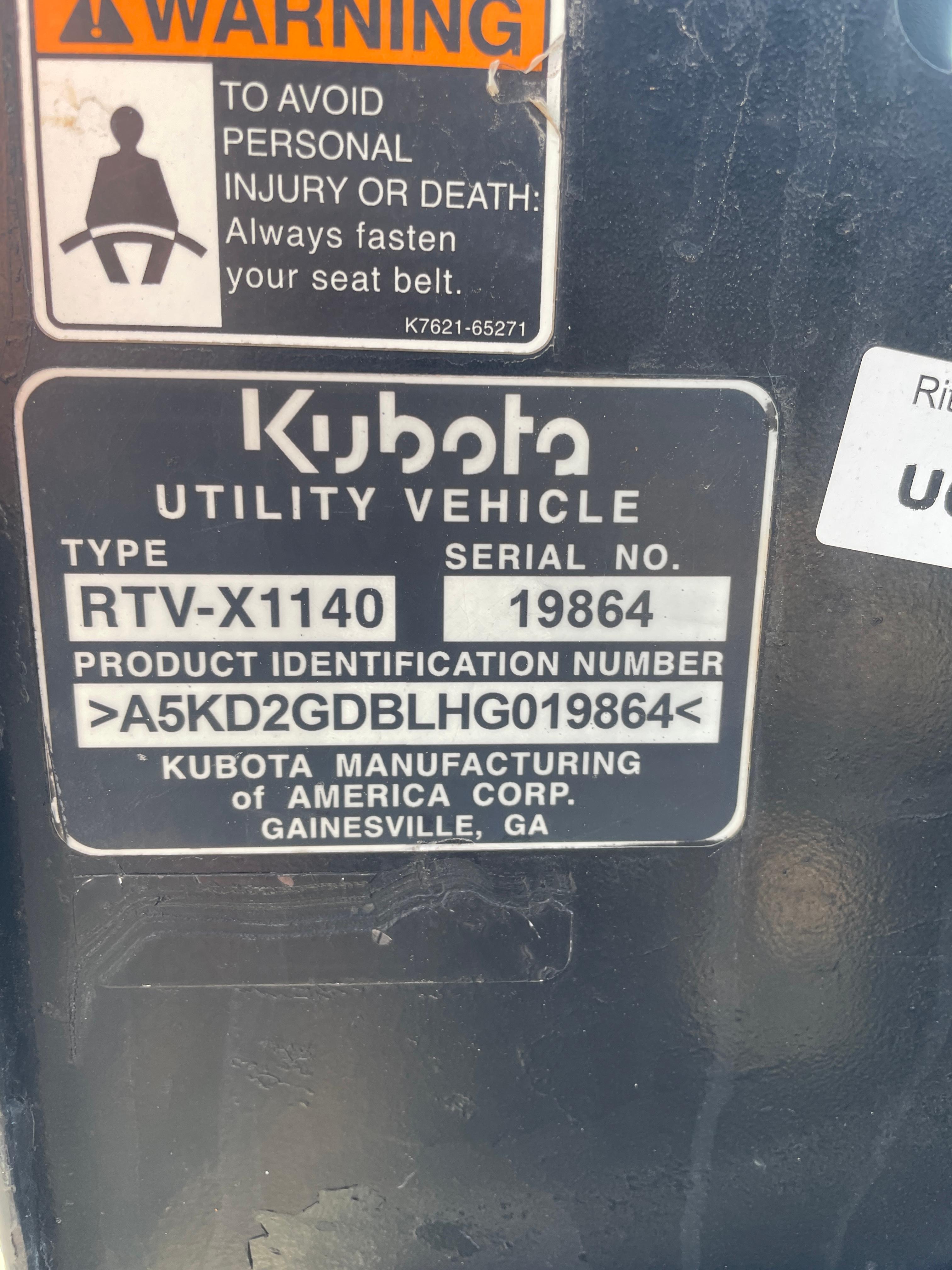 Kubota RTVX1140 Diesel 4X4 RTV
