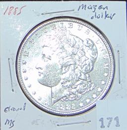 1885 Morgan Dollar MS (cleaned).