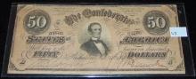 February 1864 $50 Confederate Note.