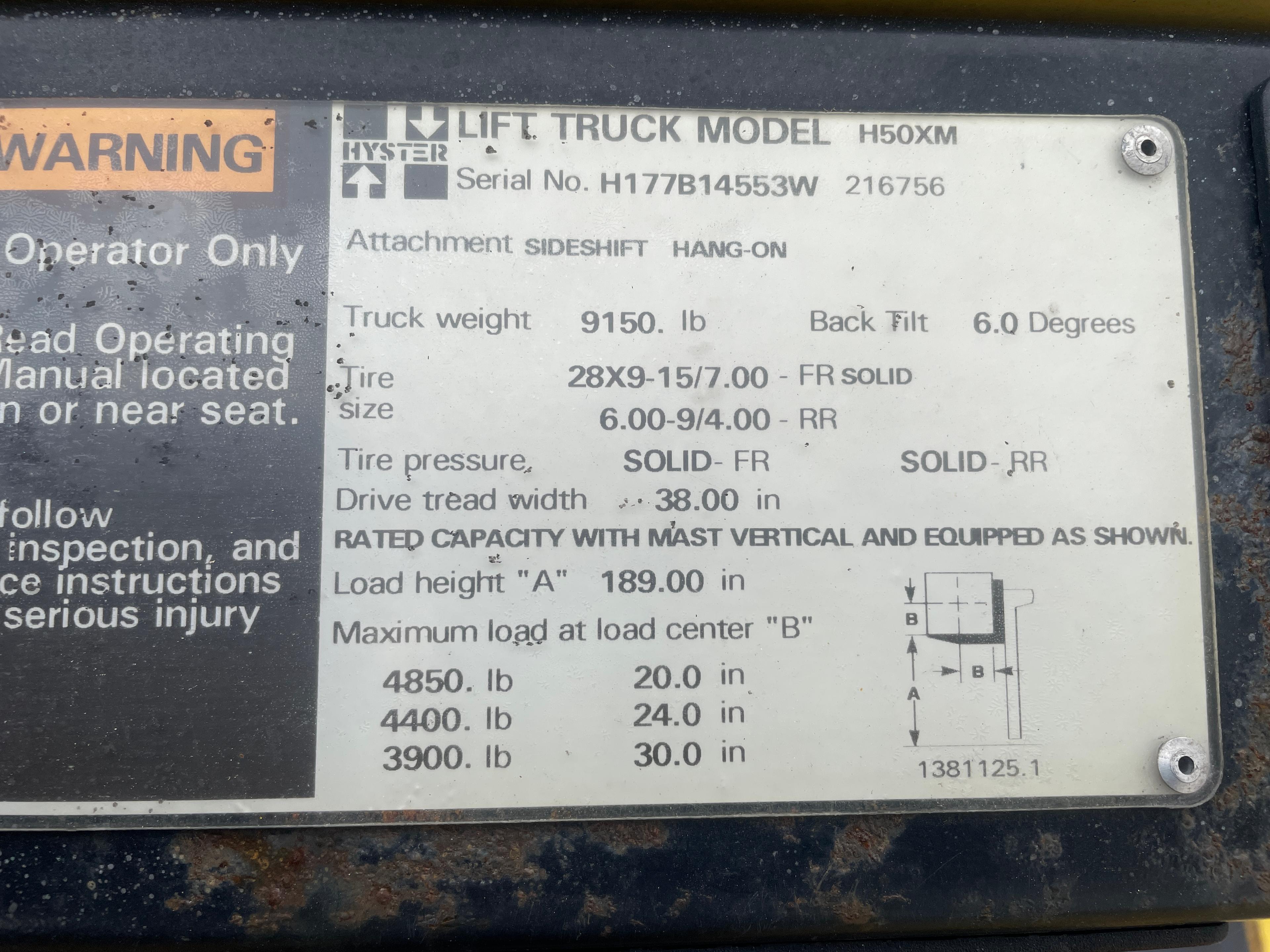 1999 Hyster 5000Lb. LP Forklift
