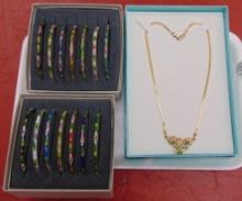 14k Tri Color Necklace 9gr. Assorted Bracelets.