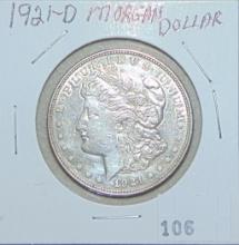 1921-D Morgan Dollar (cleaned).