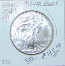 2020 Silver Eagle .999 1 Troy Oz. MS.