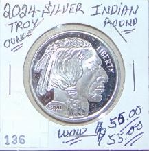 2024 Silver Indian Round .999 1 Troy Oz.