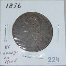 1836 Bust Half Dollar XF (damage on head).