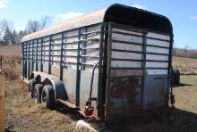 24' Gooseneck Trailer, tri-axle, missing 3 tires on passenger side, NO TITLE - Farm use only! Will h