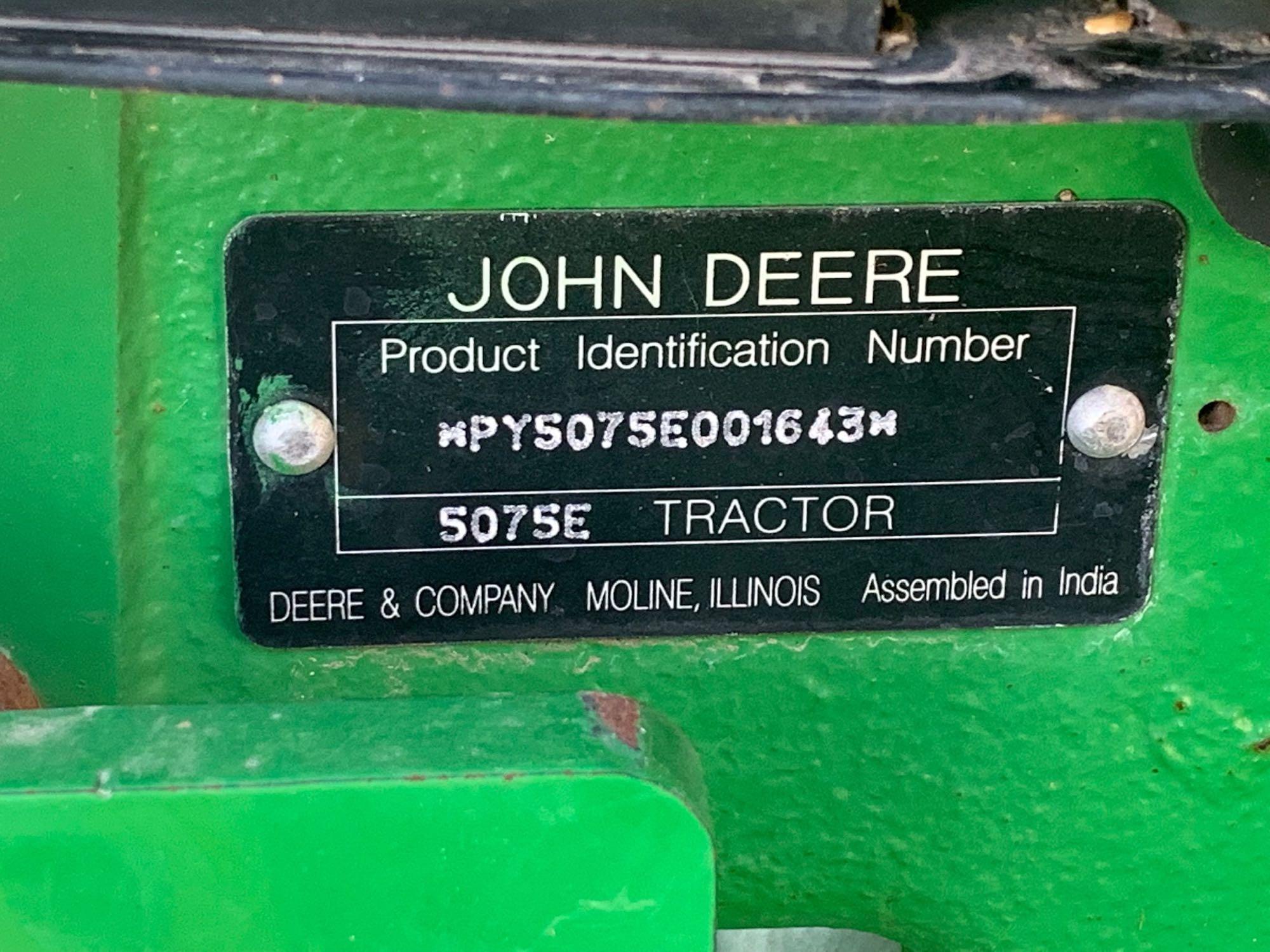 2010 John Deere 5075E MFD Open Station Tractor w/ 553 Loader
