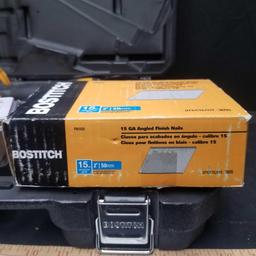 Bostitch Pneumatic Finish Nailer with box of 2'' 15 gauge nails