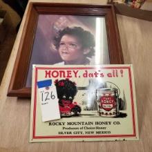 METAL "HONEY" SIGN and PICTURE