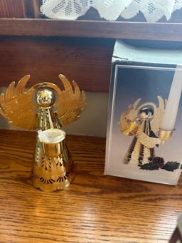 2 - 7" brass candleholders, angel, candle holder, angel Bell, Mikasa...etched bell, etc....Shipping