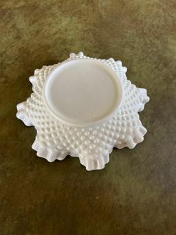 Fenton Hobnail Double Crimped Edge Milk Glass Container,...Shipping