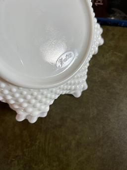 Fenton Hobnail Double Crimped Edge Milk Glass Container,...Shipping