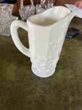Westmoreland milk glass grape and vine pitcher. Nice....Shipping