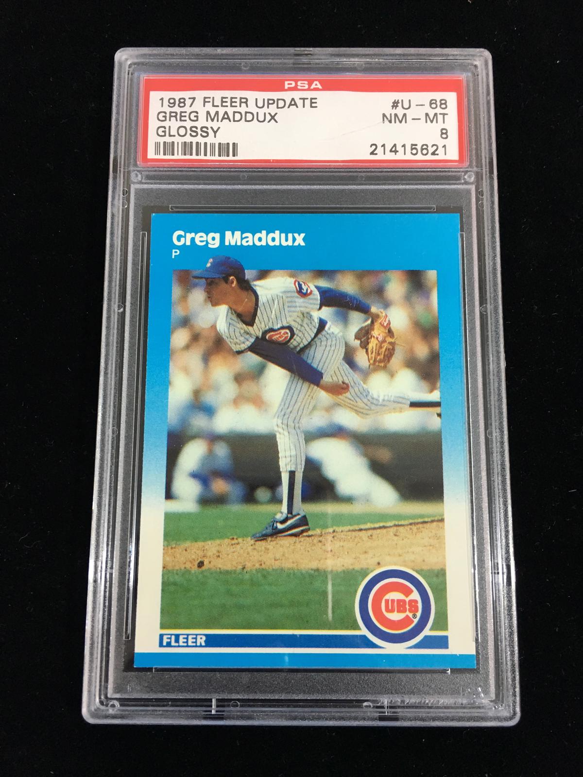 PSA Graded 1987 Fleer Update Glossy Greg Maddux Rookie Baseball Card - NMMT 8