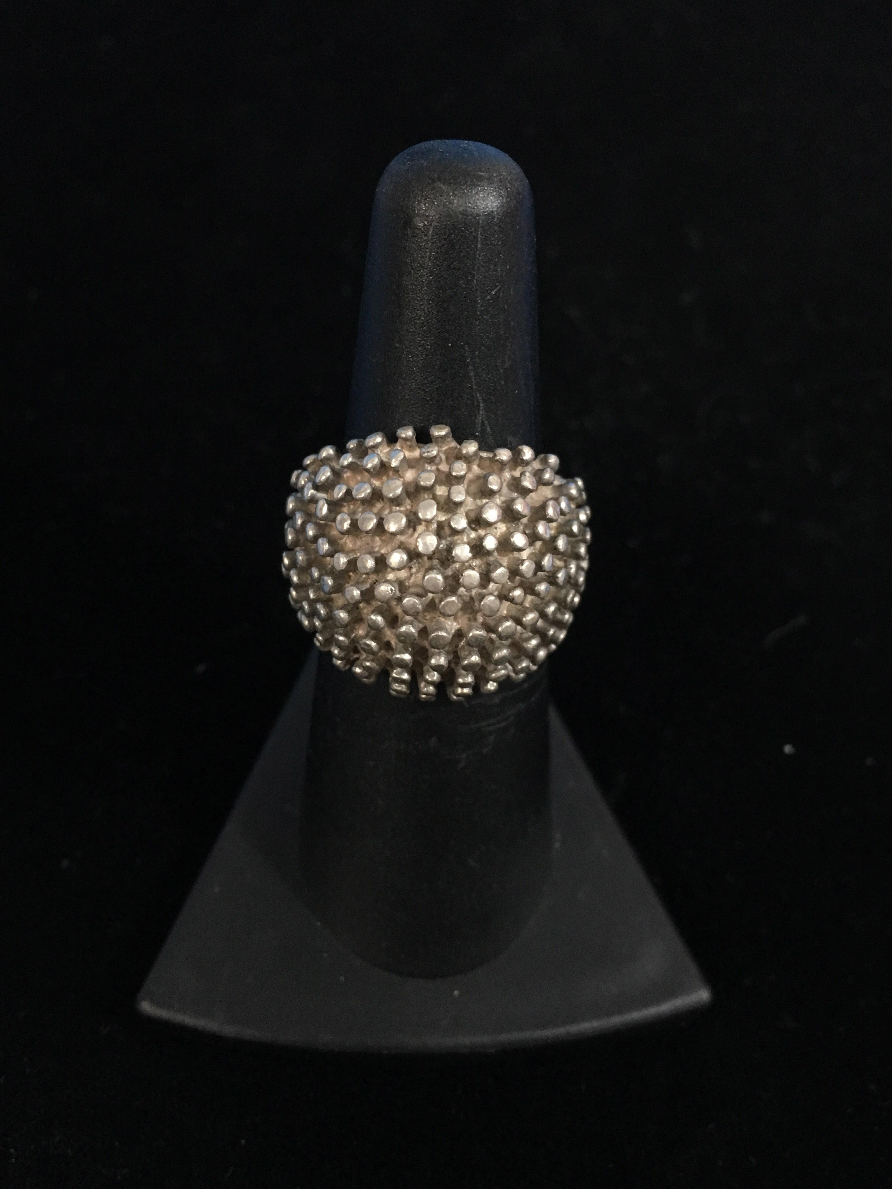 Sterling Silver Porcupine Style Statement Ring - Size 6.25
