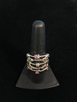Multi-Gemstone Sterling Silver Mother's Ring - Size 9.75