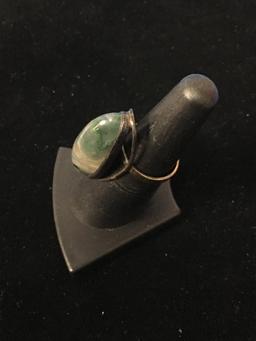 Old Pawn Sterling Silver & Multi Color Jade Ring - Size 6.75