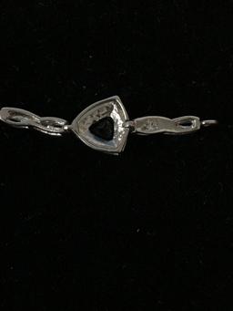 JWBR Emerald & Diamond 7.25" Sterling Silver Tennis Bracelet