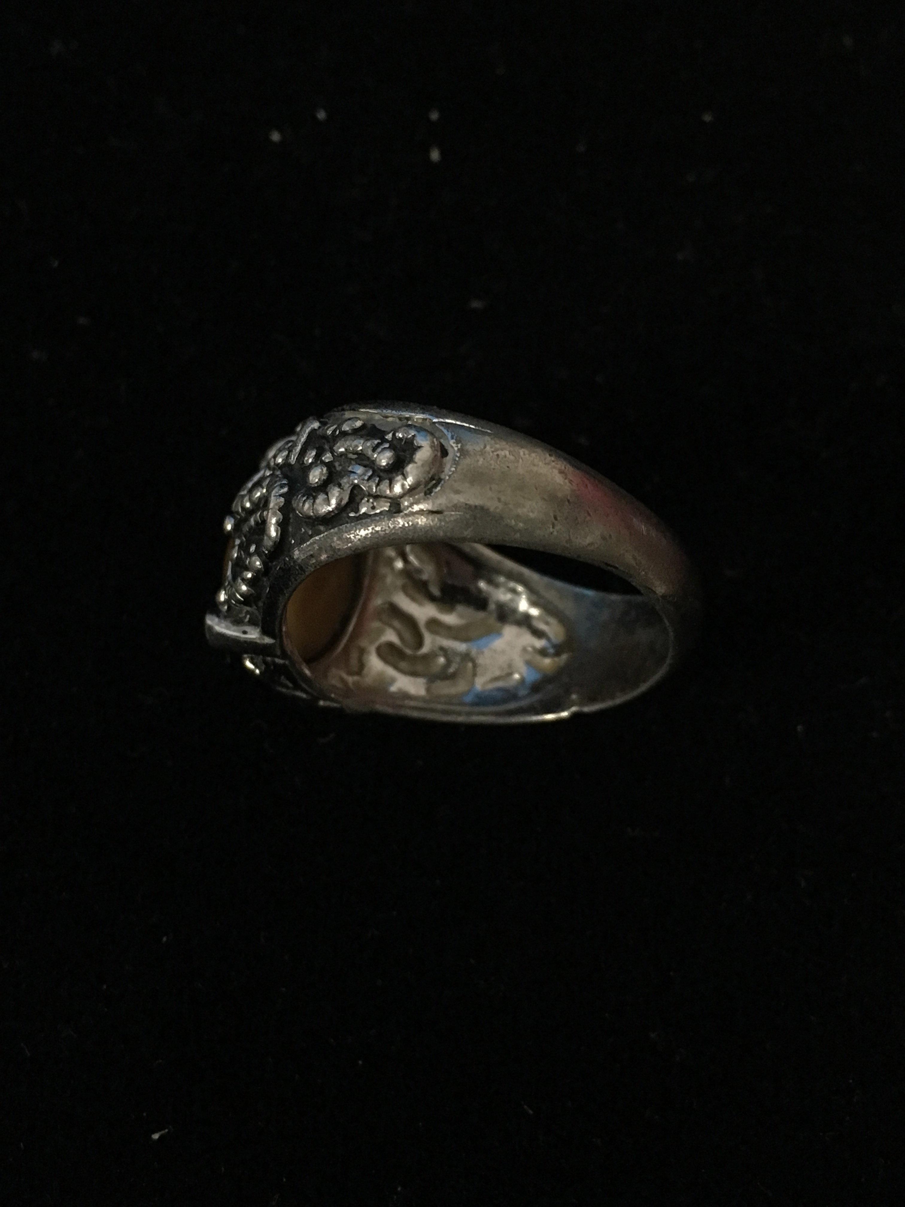 Vintage Sterling Silver & Tiger's Eye Ring - Size 9.5