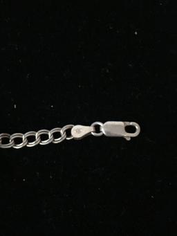 7.5" Sterling Silver Charm Bracelet W/ 3 Sterling Angel Charms (1 Has Diamonds - Open Heart Collecti