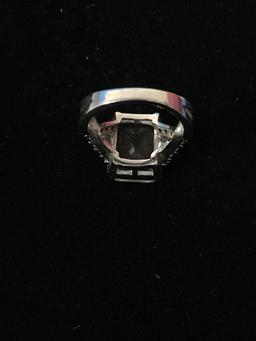 Sterling Silver Cocktail Ring W/ Large Peach & White Gemstones - Size 8