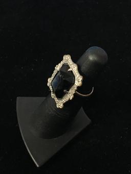 Vintage Sterling Silver & Black Onyx Ring - Size 4