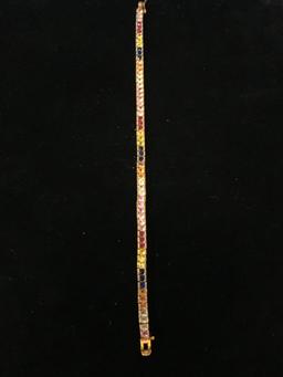 UTC Sterling Silver & Multi-Color Gemstone 8" Tennis Bracelet