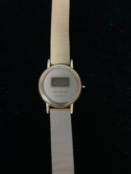 Advance Quartz Cream & Gold Tone Women's Digital Watch with Cream Band