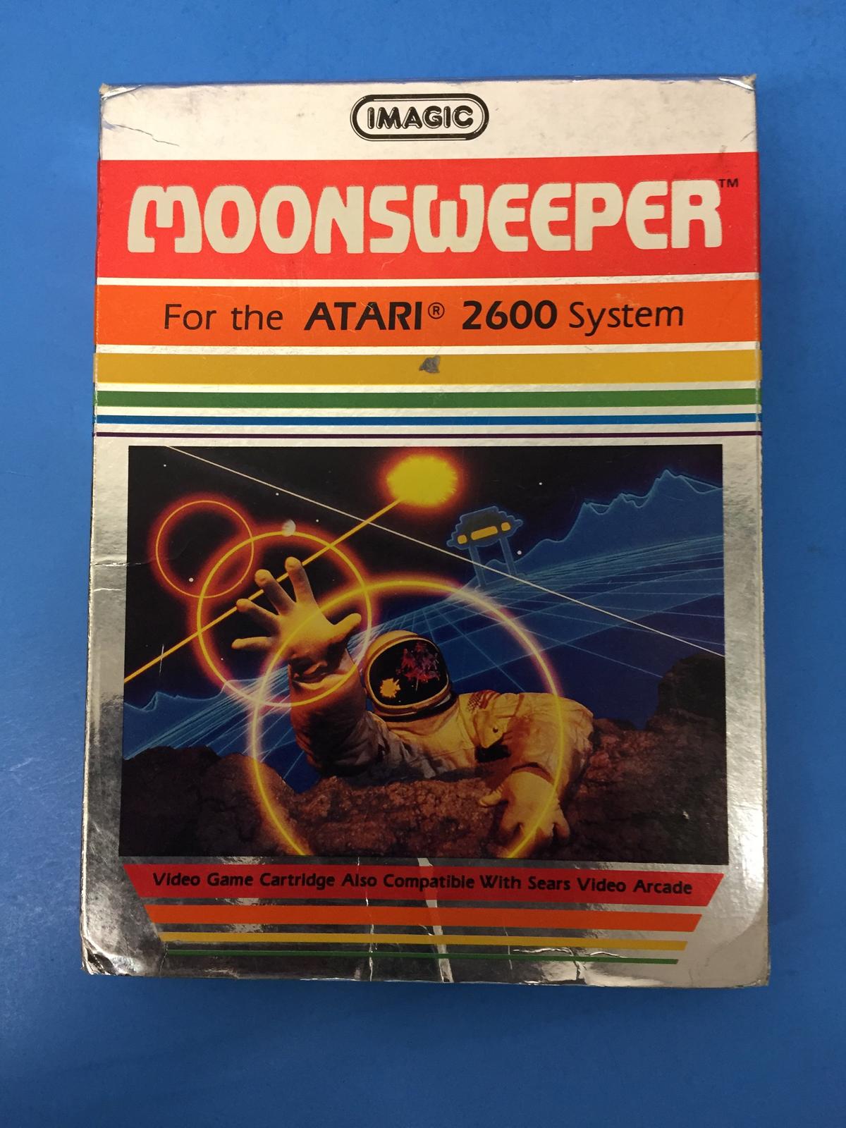 Atari 2600 Moonsweeoer Video Game Cartridge W/ Box  & Manual