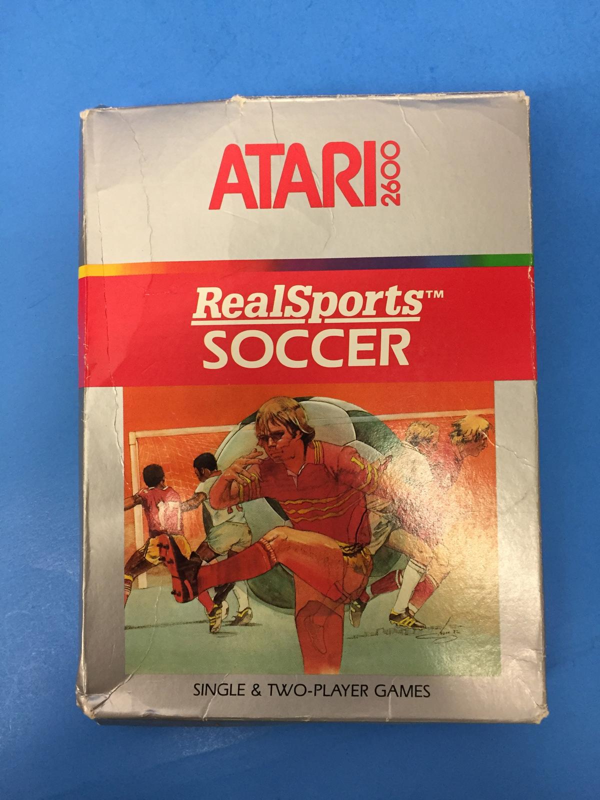 Atari 2600 Real Sports Soccer Video Game Cartridge W/ Box & Manual