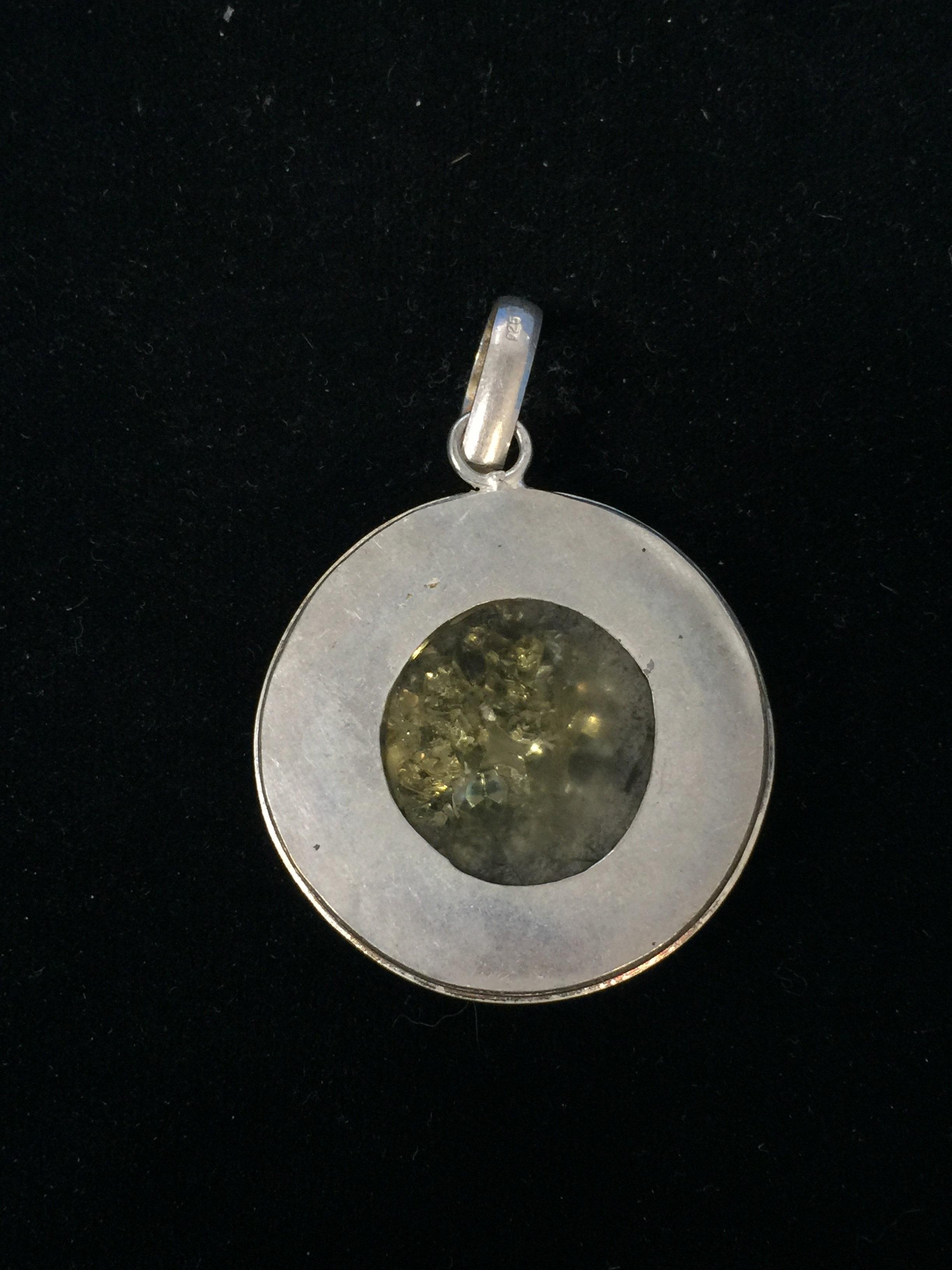Large Sterling Silver & Druzy Crystal Pendant