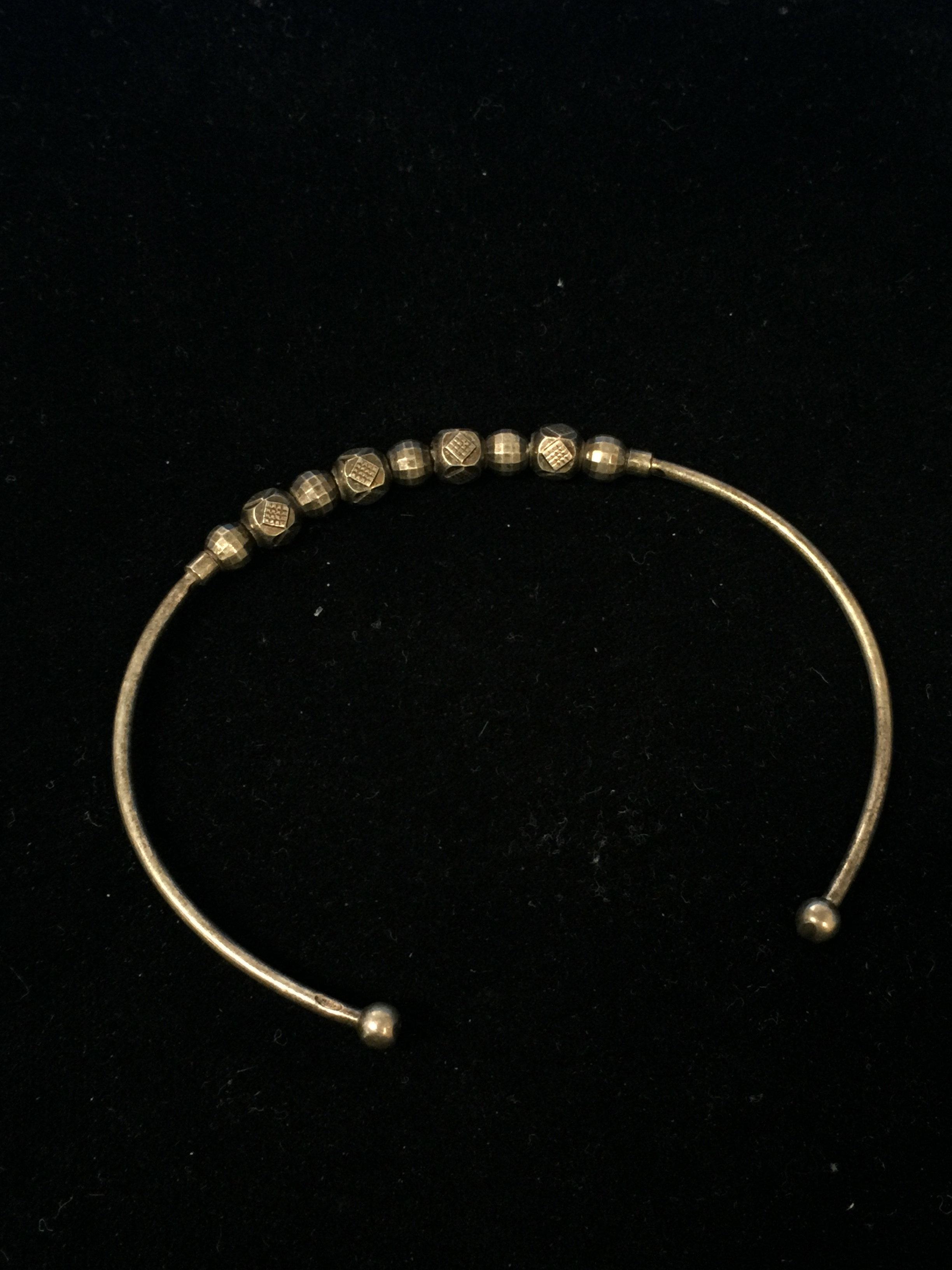Vintage Beaded Sterling Silver Cuff Bracelet