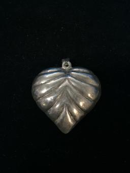 Extra Large Puffy Sterling Silver Heart Pendant