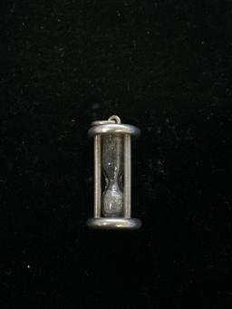 Antique Sterling Silver Sand Hour Glass Pendant